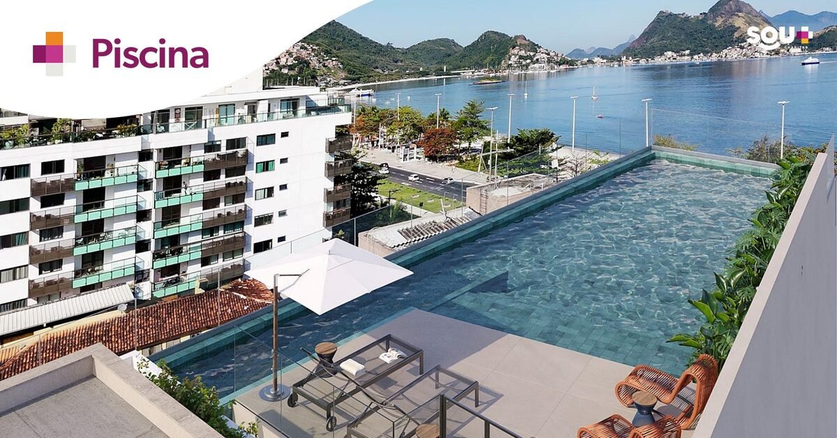Sou+ Charitas: piscina no rooftop com vista para a enseada de Charitas, Niterói
