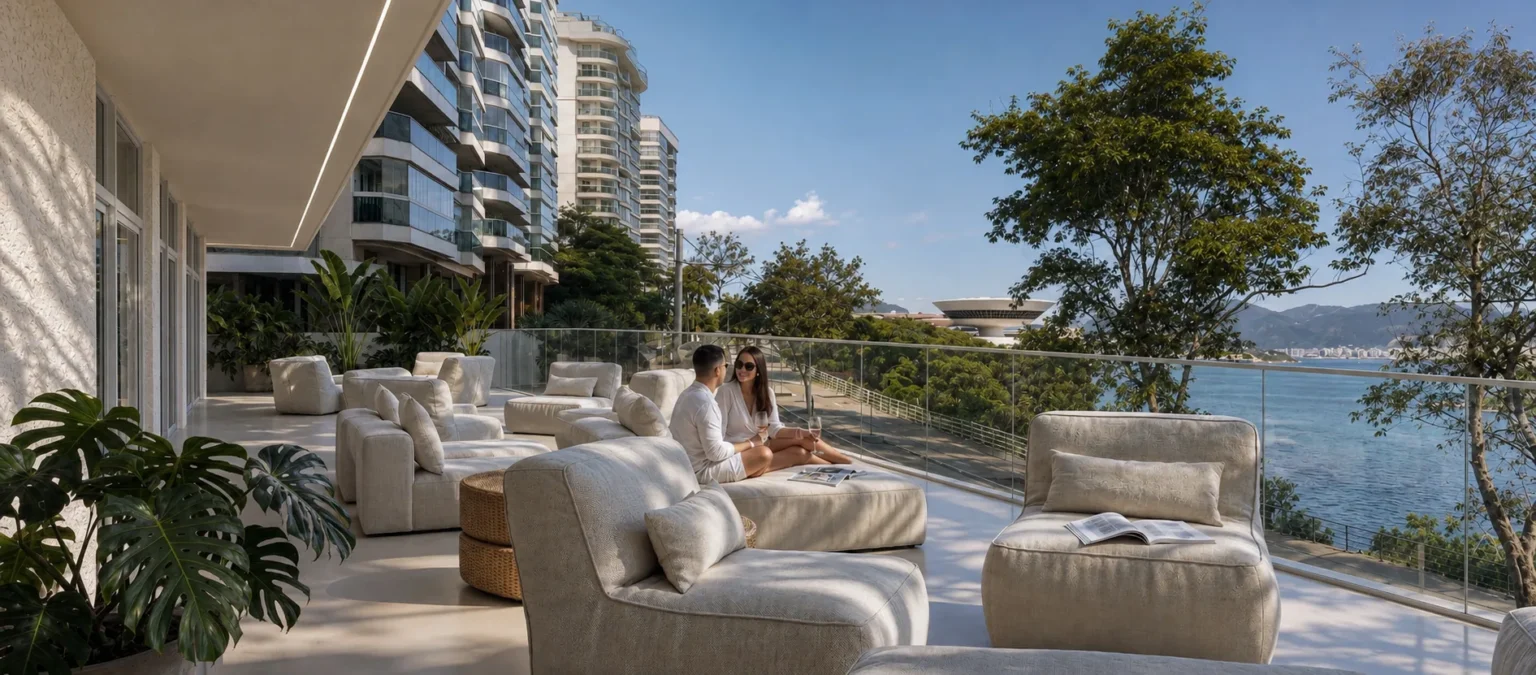 Lazuli Niterói: deck de lazer frente mar em Boa Viagem