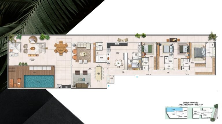 planta de cobertura torre Bay 410 m²