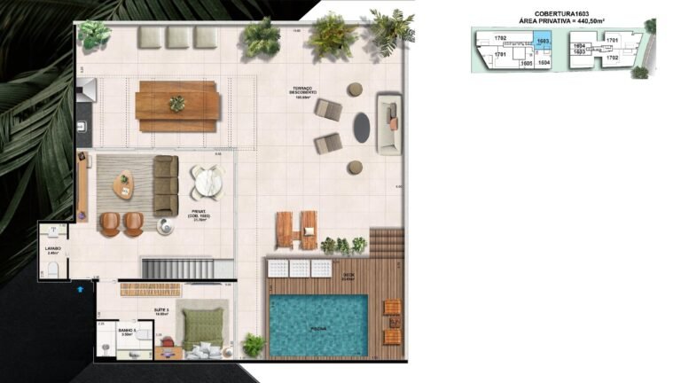 planta de cobertura torre Forest 440 m²