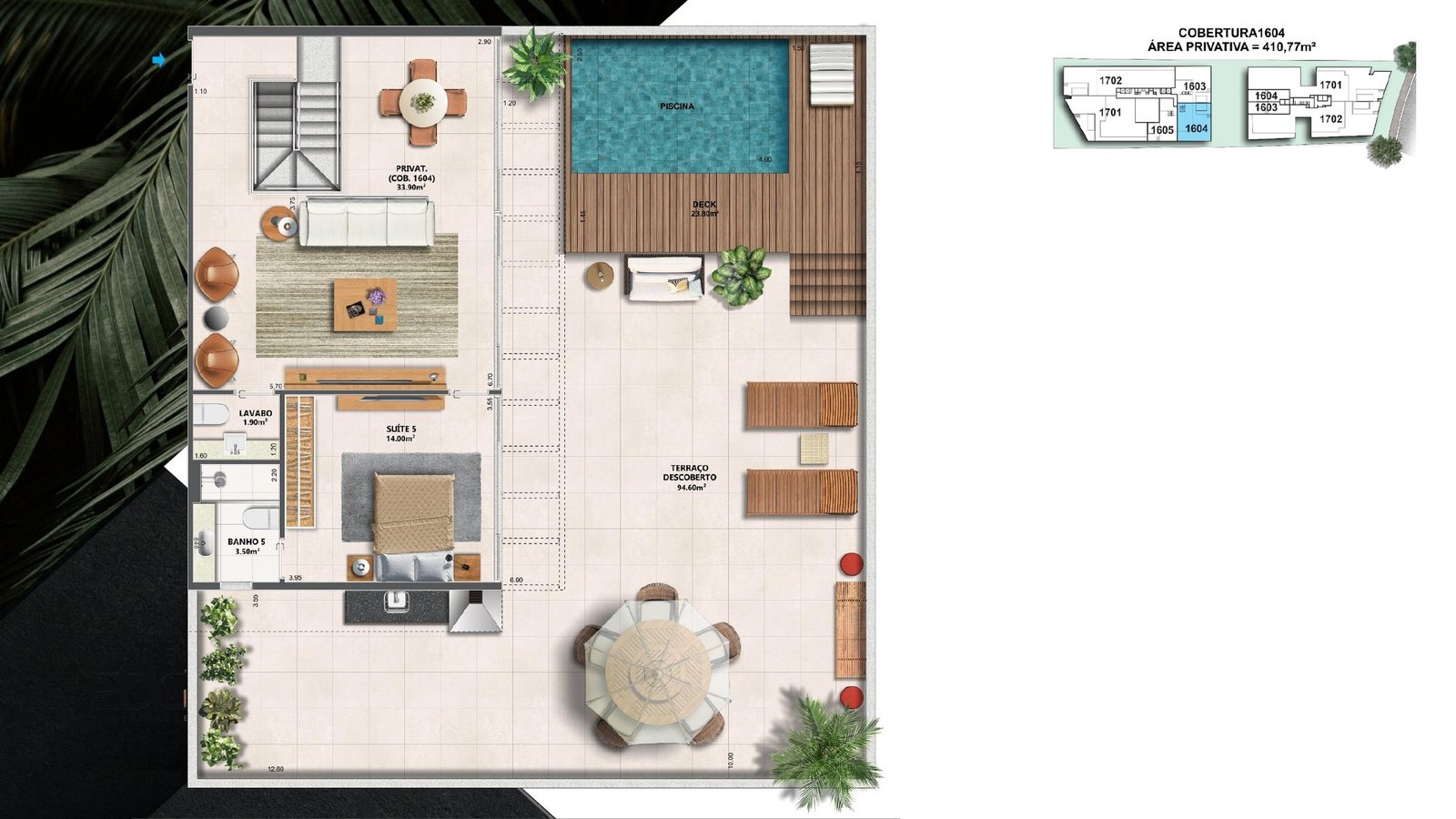 planta de cobertura torre Forest 411 m²